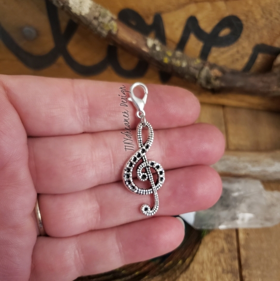 5/$25 Silver Treble Clef Music Note Charm for Bracelet~Zipper~Music Jewelry Gif - Picture 5 of 9